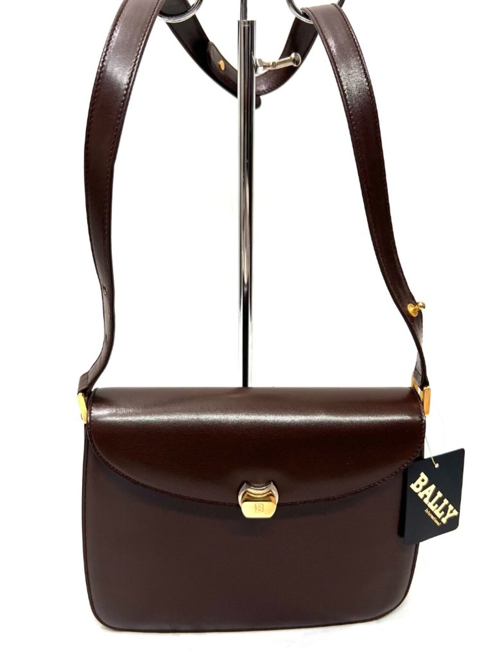 NEW Classic Evening Bally Shoulder Bag Brown Leather +100% Silk Scarf(9 - Picture 9 of 16
